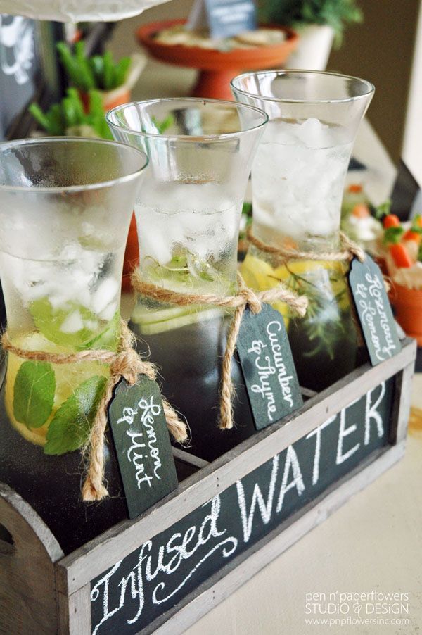 A great way to keep guests refreshed at a summer reception. Sooo pretty and so simple to make! Infused water is great for any