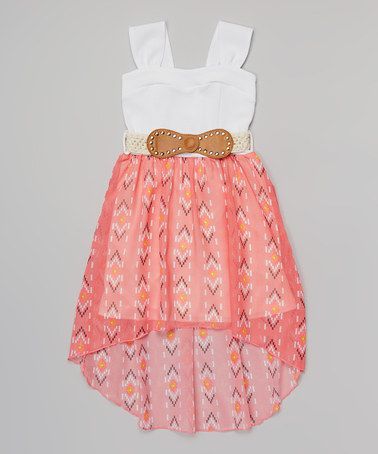 Another great find on #zulily! Coral Western Belted Dress – Girls by Just Kids