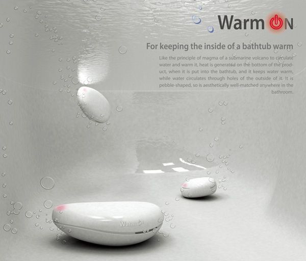 Bathroom tub stones that keep the water warm –