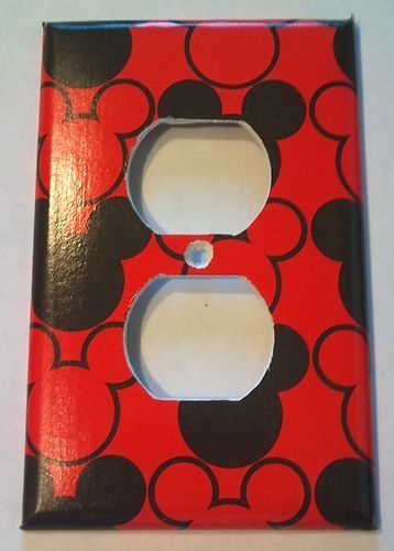 Black and Red Mickey Mouse Heads Outlet Plate Cover Bathroom Room Decor |