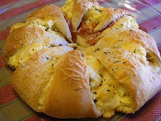 Breakfast::Crescent rolls, cheese, bacon, and