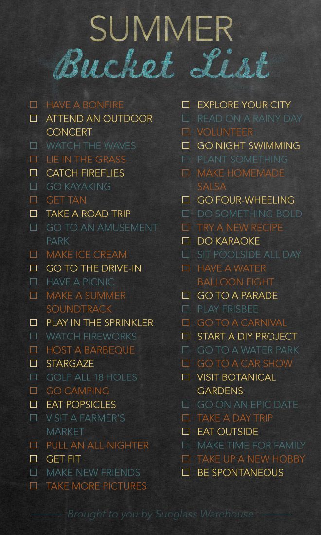 Bucket List: 50 things to do this summer. I so need this, Im tired of annoying my bf because I have no idea of what to  do with my spare