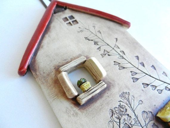 Ceramic house wall hangingclay housepottery by