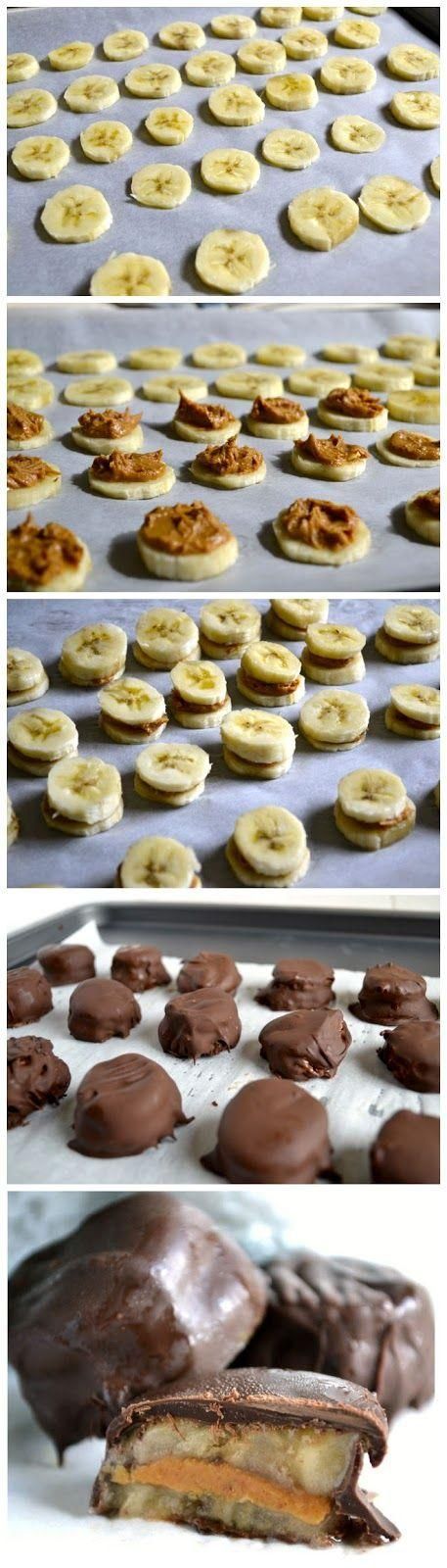 Chocolate Covered Frozen Banana and Peanut Butter Bites – Love with
