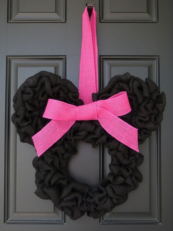 Disney inspired decorative burlap door wreath. Each wreath is handmade to order and measures approximately 21 inches wide and 20 inches in