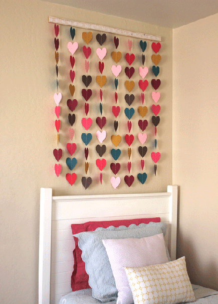 DIY Teen Room Decor, crafts for teenagers. Use paint samples and a heart shape hole
