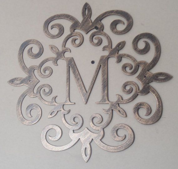 Family Initial,  Monogram, Antique Look, ANY LETTER available, Metal Art on Etsy,