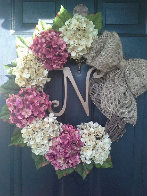 Front door wreath, hydrange