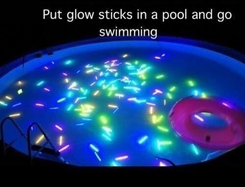 Glow sticks + night swimmin