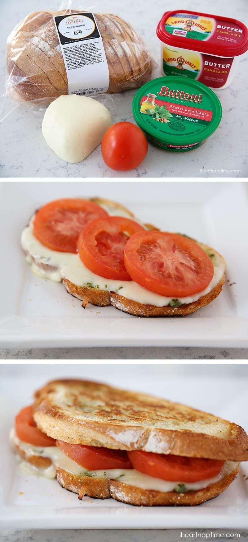 Grilled caprese sandwich stuffed with fresh mozzarella, tomatoes and basil pesto! Easy and delicious