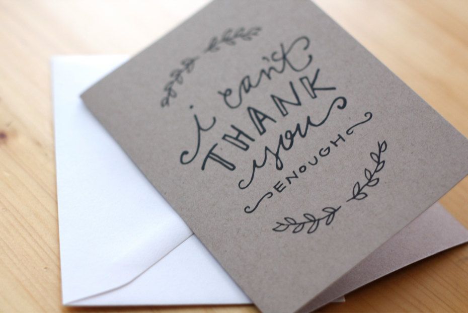 Hand-lettered Thank You car
