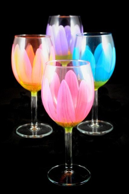 Hand Painted Wine Glasses D
