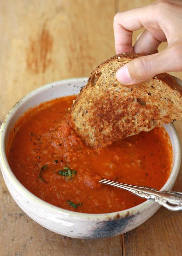Homemade tomato basil soup