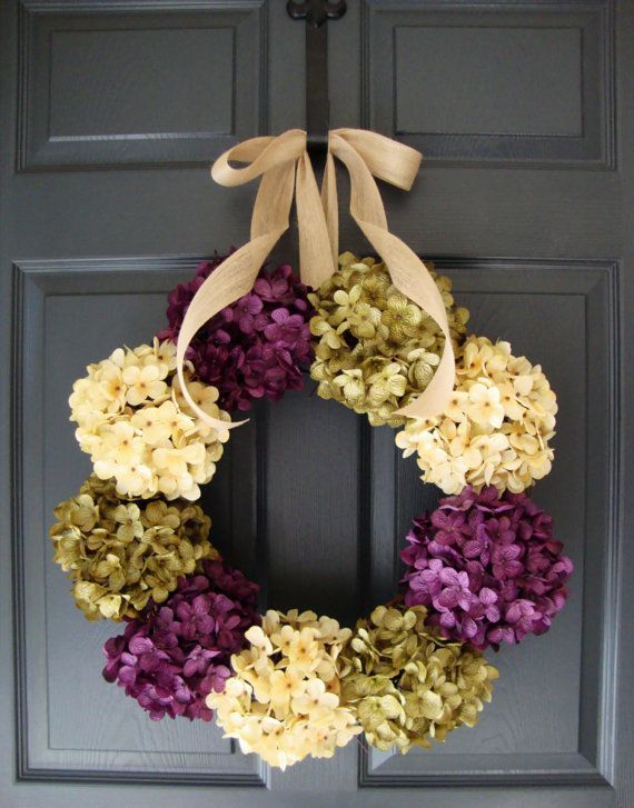 Hydrangea Wreath – Summer Wreath – Mothers Day Wreath – Spring Wreath – Wreath for Door – Includes Complementary Wreath Hanger on Etsy,