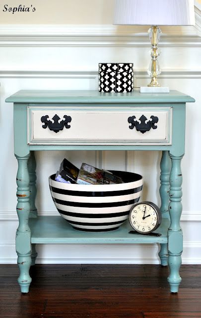 I have two small tables in my family room that I going to paint like this.  SO