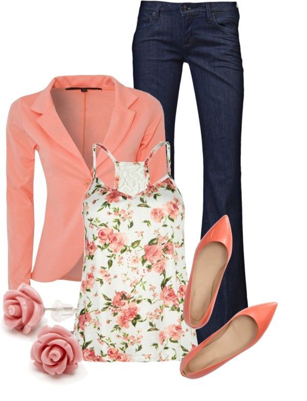 Im obsessed with this whole outfit!!!!! “Coral Blazer” by qtpiekelso  liked on