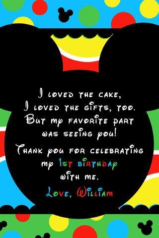 Mickey Mouse Inspired Clubhouse Printable Thank by itsybitsyprints,