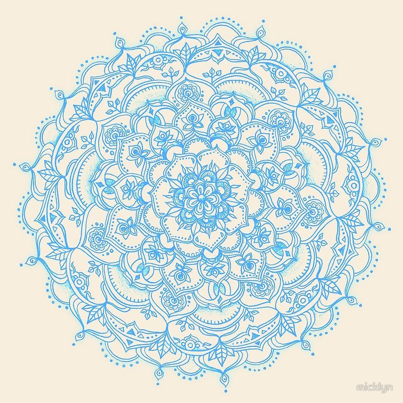 Pale Blue Pencil Pattern – hand drawn lace medallion by
