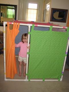 PVC pipe and tabbed curtain