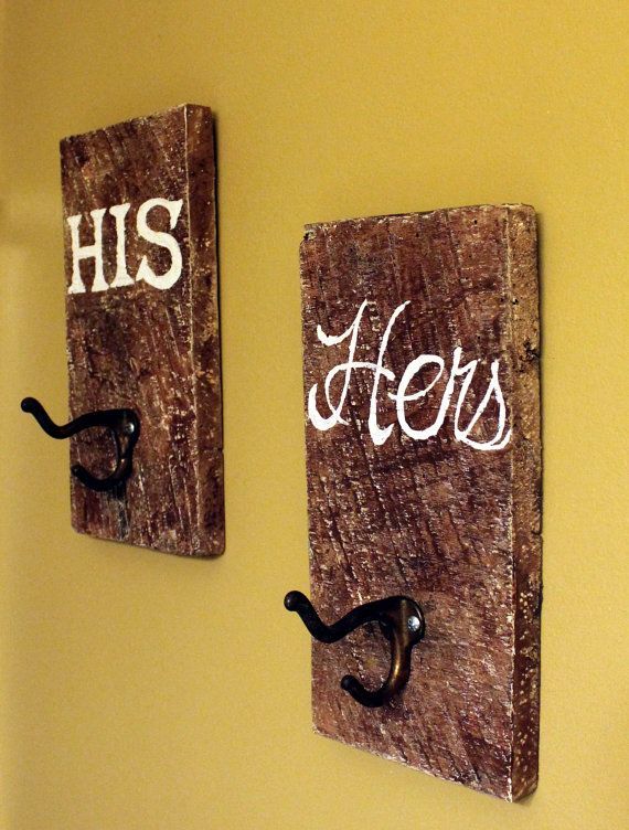 Rustic Towel Hooks  His & Hers  Reclaimed by offthewallpainting, $42.00.I would make these different colors like blue an pink an sale them for 25 dollars together cute love it got to make me some