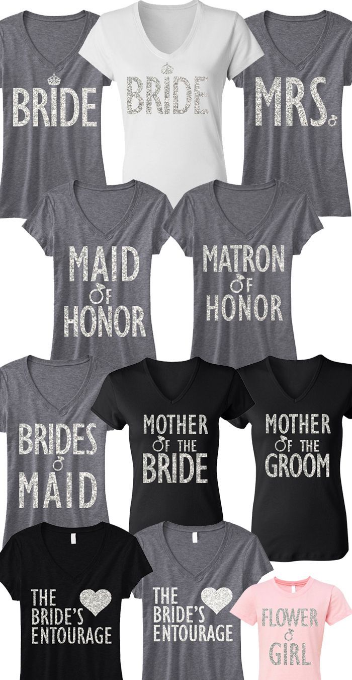 So many cute Wedding/Bridal shirts to choose from! MRS, Maid of Honor, Mother of the Groom, etc! By