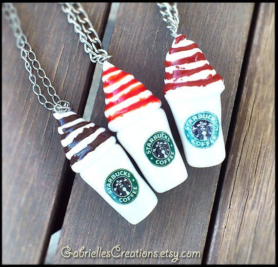 Starbucks Inspired Necklace – Your Choice of Syrup – Chocolate – Strawberry – Caramel – Coffee – Kawaii Polymer Pendant – Miniature