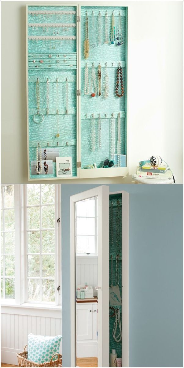 Wall Mirror Jewelry Storage This can be purchase, hung, & go right to work. And you get a nice mirror to