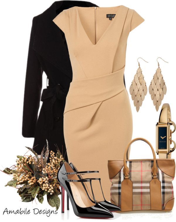 “Work wear” by amabiledesigns on Polyvore….I ADORE this classic look. The cut of the dress is sure to flatter any women. Plus all the pieces are interchangeable…and the shoes are