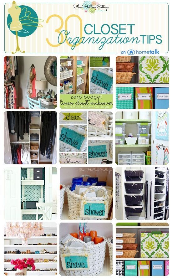 30 Clever Closet Organization Ideas. It would have taken me 25 years to figure out how to turn a lame little coat closet I have into an awesome hideaway work space! Summer project