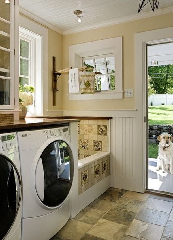 A laundry room with a doggie douche!!!  Brilliant.    42 Laundry Room Design Ideas To Inspire