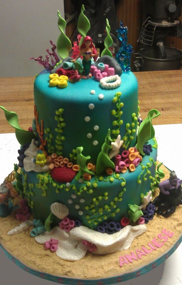 Ariel The Little Mermaid Cake…this is what I am going to attempt to make for kenlis
