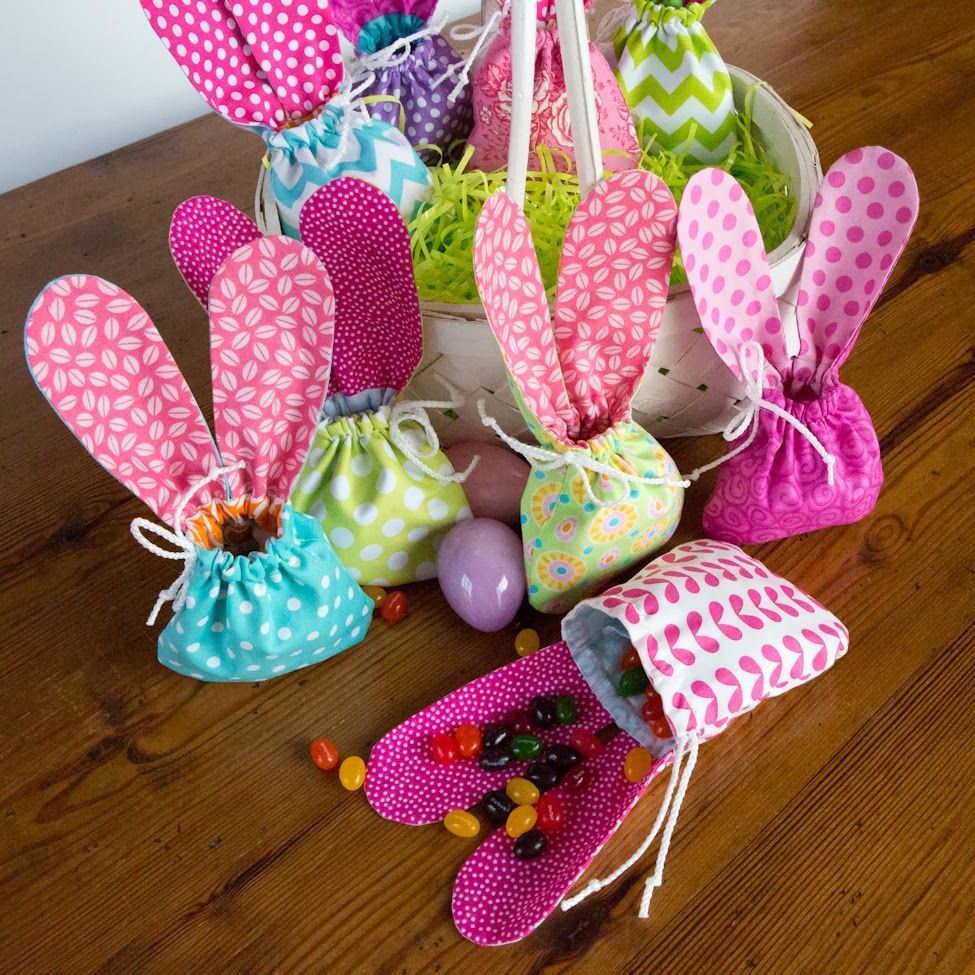 Bunny Eared Easter drawstring fabric gift bags – I can hardly wait for Easter – it gives me plenty of time to make a few of
