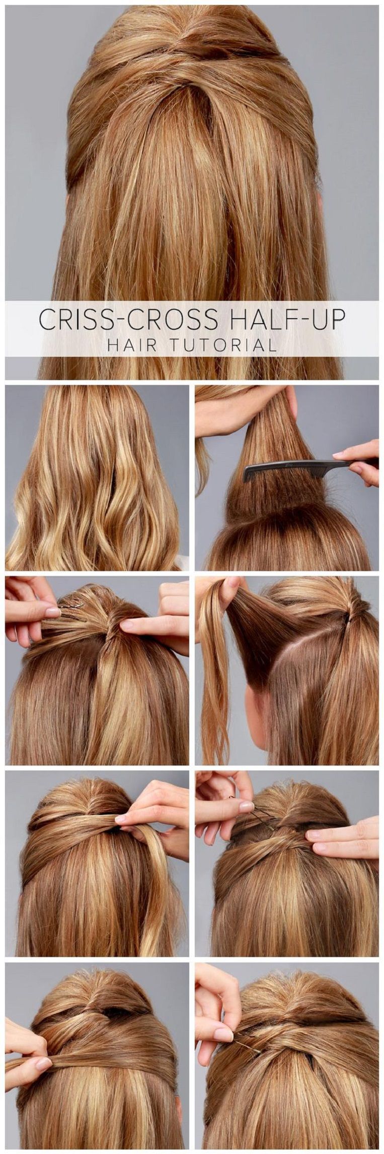 Criss-Cross 3Half-Up 3Hair Tutorial – 13 Easy #Tutorials to Look Polished and Professional at Work |