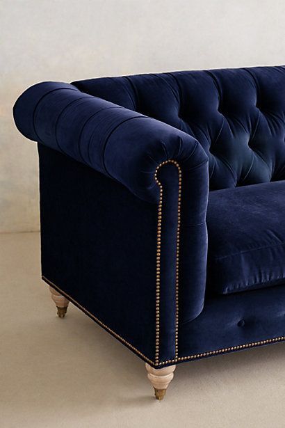dark blue velvet sofa . Lyre Chesterfield Sofa –