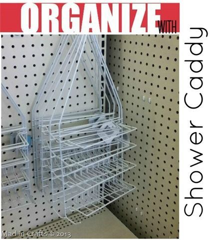 Dollar Store Shower Caddies – – perfect shelfs and hooks for organizing