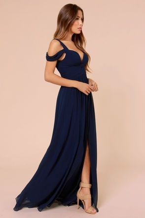 Elegant Navy Blue Dress – M