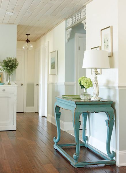 Add a chair rail -   End of the hall decorating or between bedroom door and garage