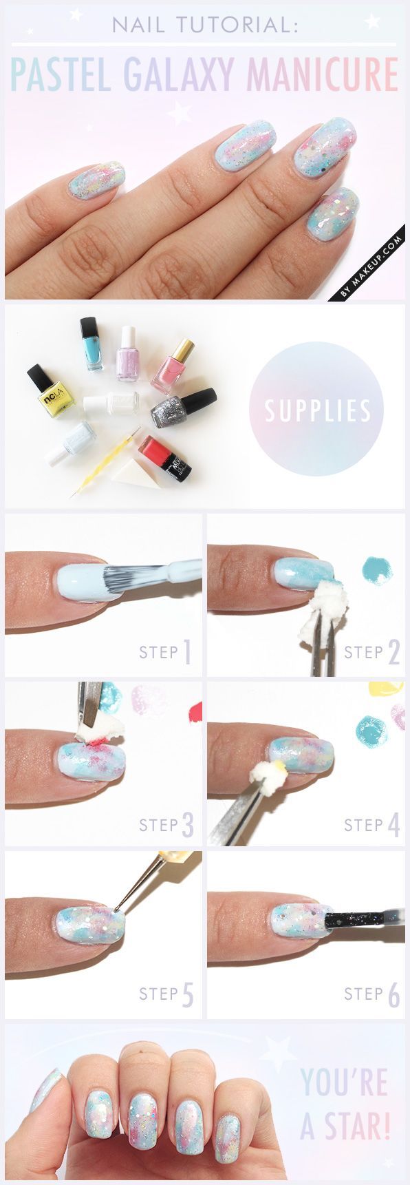 galaxy manicure tutorial – love this idea. if only i was a rich girl, then id have all the money in the world to drop on nail