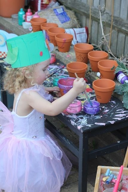 Garden party for kids. Paint your own pot,