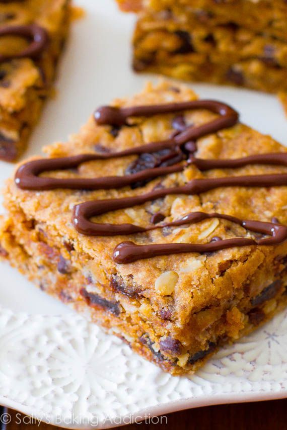 Healthy Peanut Butter Chunk Oatmeal Bars made from easy, wholesome ingredients. Vegan option