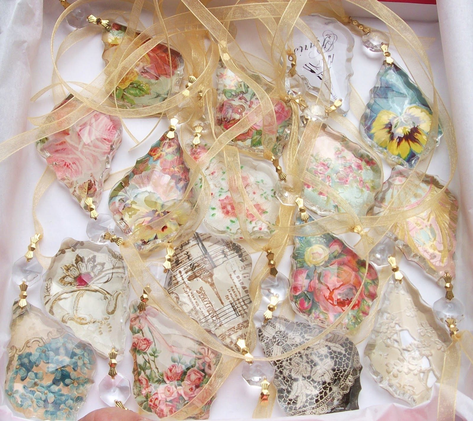 How to use Antique Paper Scraps to Create Chandelier Crystal Jewelry Pendants, Ornaments,