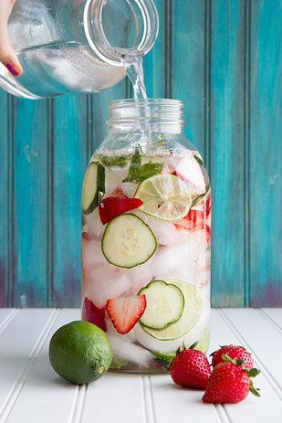 Infuse your water with fruits, vegetables, or herbs. | 13 Easy Ways To Drink More Water Every