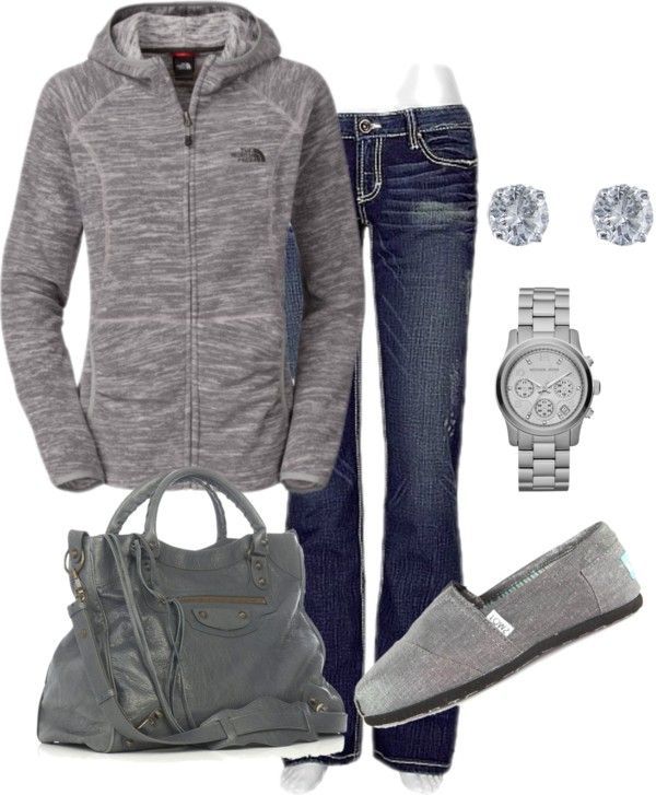 Love casual gray with jeans for running around as a stay at home