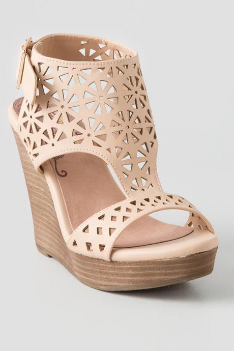 Make your legs look longer in the Miss Lasercut Wedge! Gorgeous laser cut nude wedges, perfect for spring and