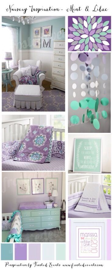 Nursery Inspiration- Mint & Lilac   Girls nursery ideas.  #nursery #baby