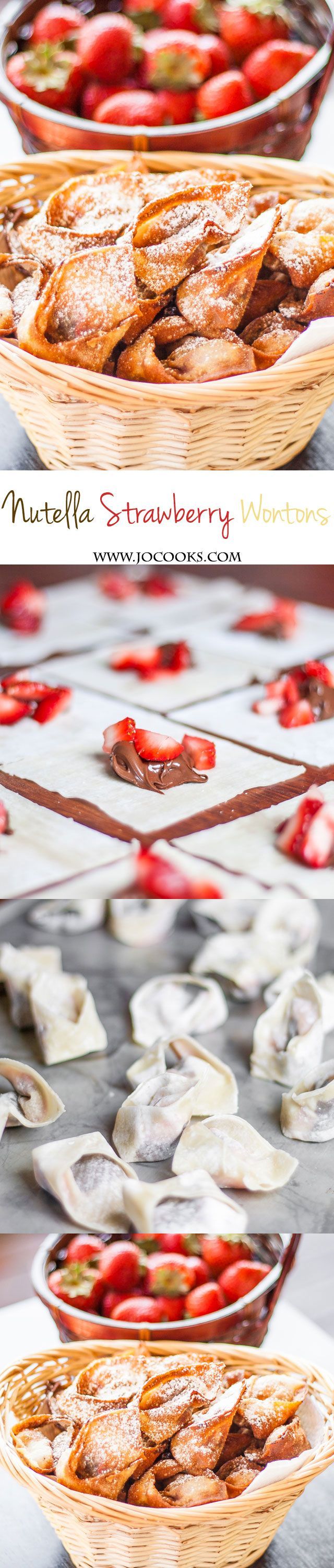 Nutella and Strawberry Wontons – fresh strawberries and nutella paired together in a little wonton wrapper, then fried to perfection.