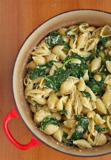 Pasta, spinach, olive oil,