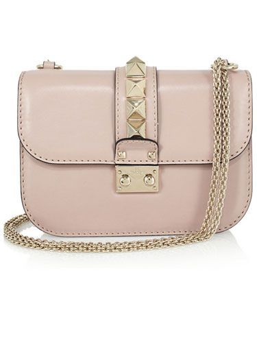 Pink is the new black! This pale blush Valentino chain bag is ladylike and edgy and goes with