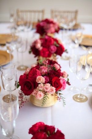 Pink Red Gold Wedding Table