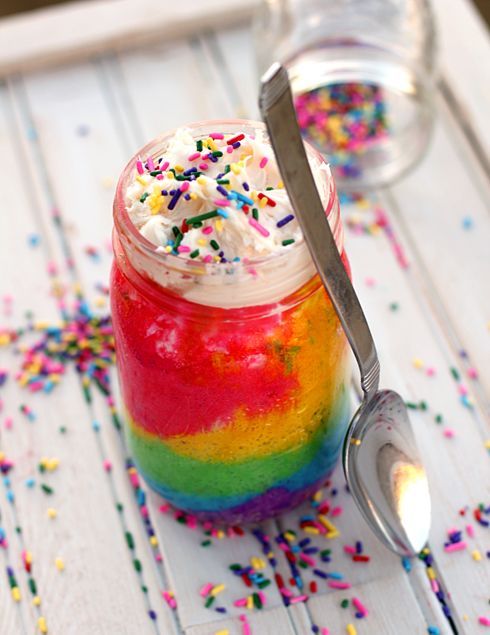 Rainbow Cake in a Jar!!!  I